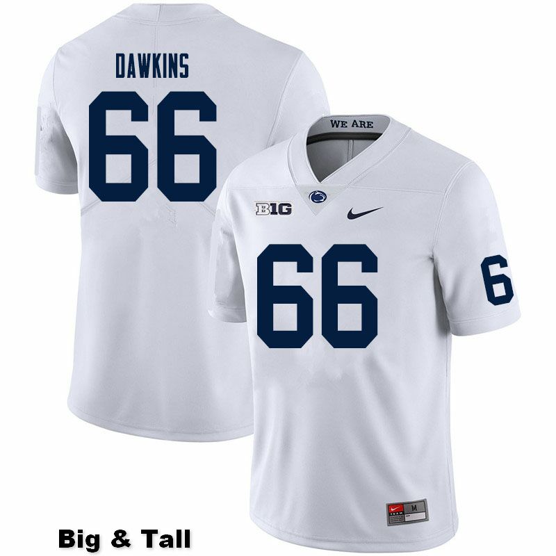 NCAA Nike Men's Penn State Nittany Lions Nick Dawkins #66 College Football Authentic Big & Tall White Stitched Jersey JSQ2098QF